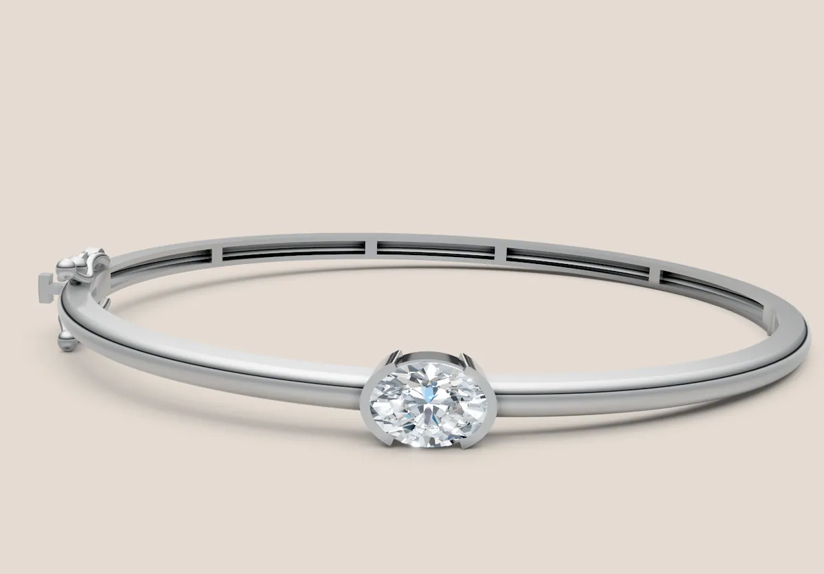 Oval Diamond Bangle — view 1