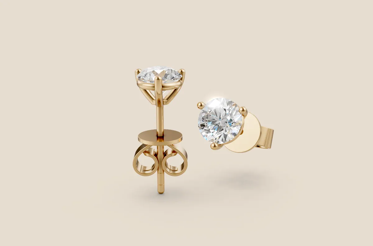 3-Prong Round Solitaire Stud Earrings — 18K gold earrings by RUT GOLD