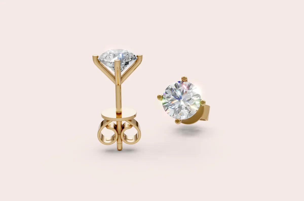 4-Prong Round Stud Earrings — 18K gold earrings by RUT GOLD — view 1