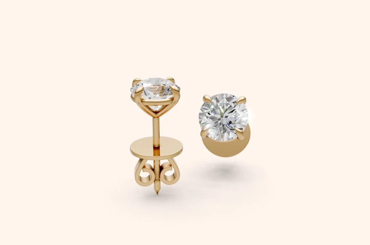 Nail-Prong Round Solitaire Earrings — 18K gold earrings by RUT GOLD