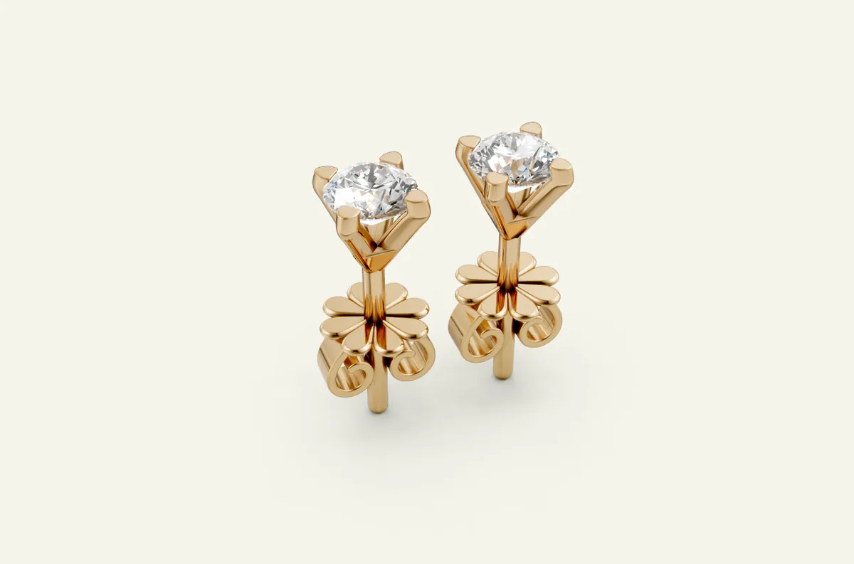 Safiyan V-Crown Round Earrings — 18K gold earrings by RUT GOLD — view 1
