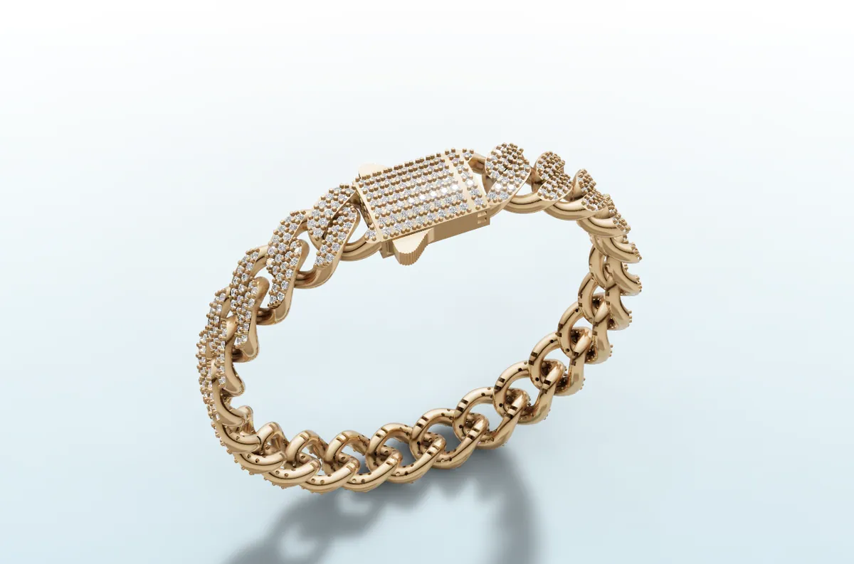 Diamond Cuban Bracelet — 18K gold men's by RUT GOLD