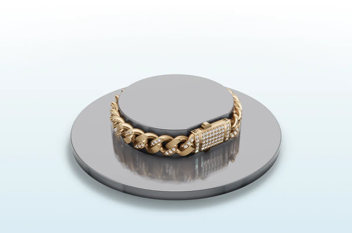 Diamond Cuban Bracelet — 18K gold men's by RUT GOLD