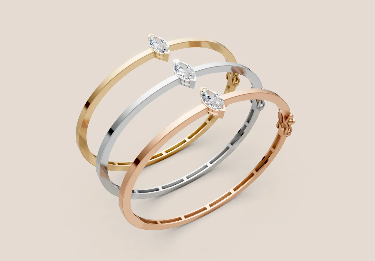 Marquise Diamond Bangle — 18K gold bracelet by RUT GOLD