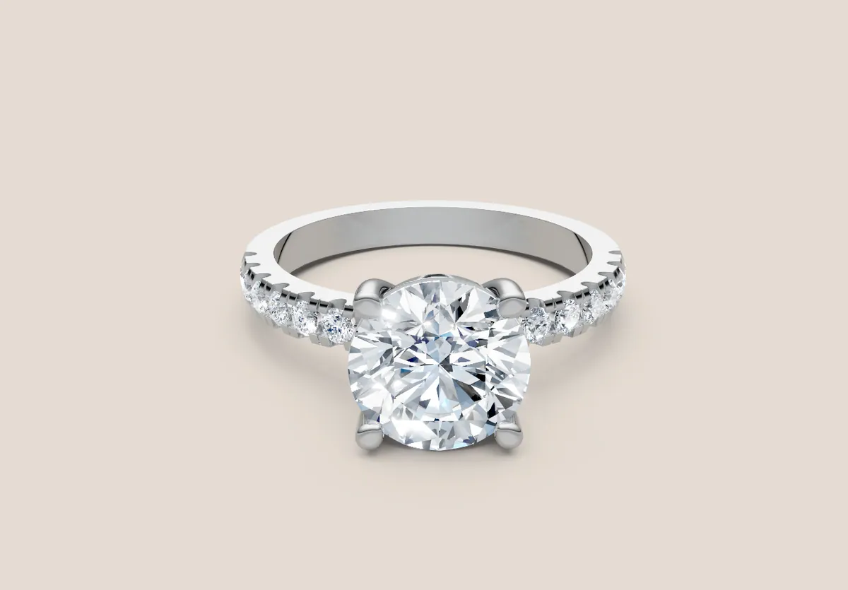 Round Diamond Pavé Engagement Ring R01073 — 18K gold ring by RUT GOLD
